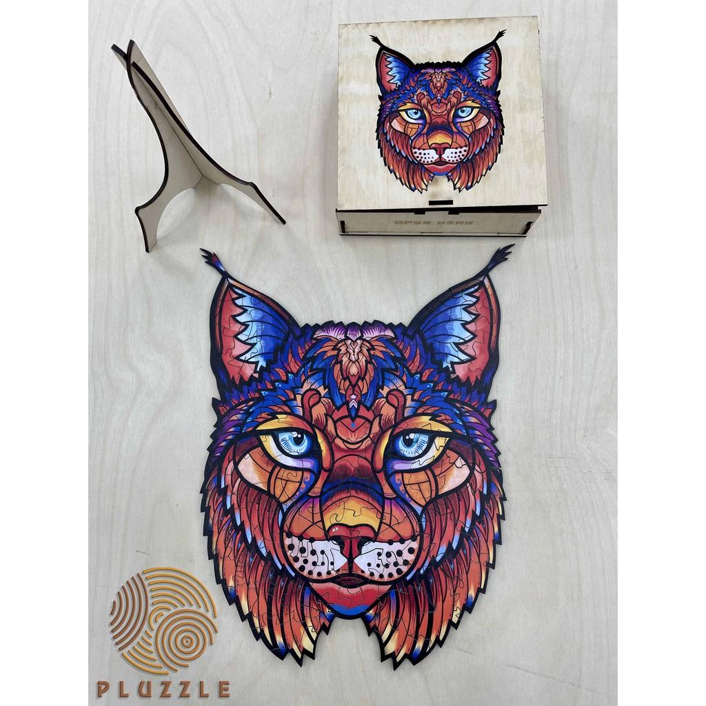 PLUZZLE Bộ xếp hình gỗ đồ chơi puzzle ghép hình con vật độc đáo - Con Linh Miêu đỏ – PZ029