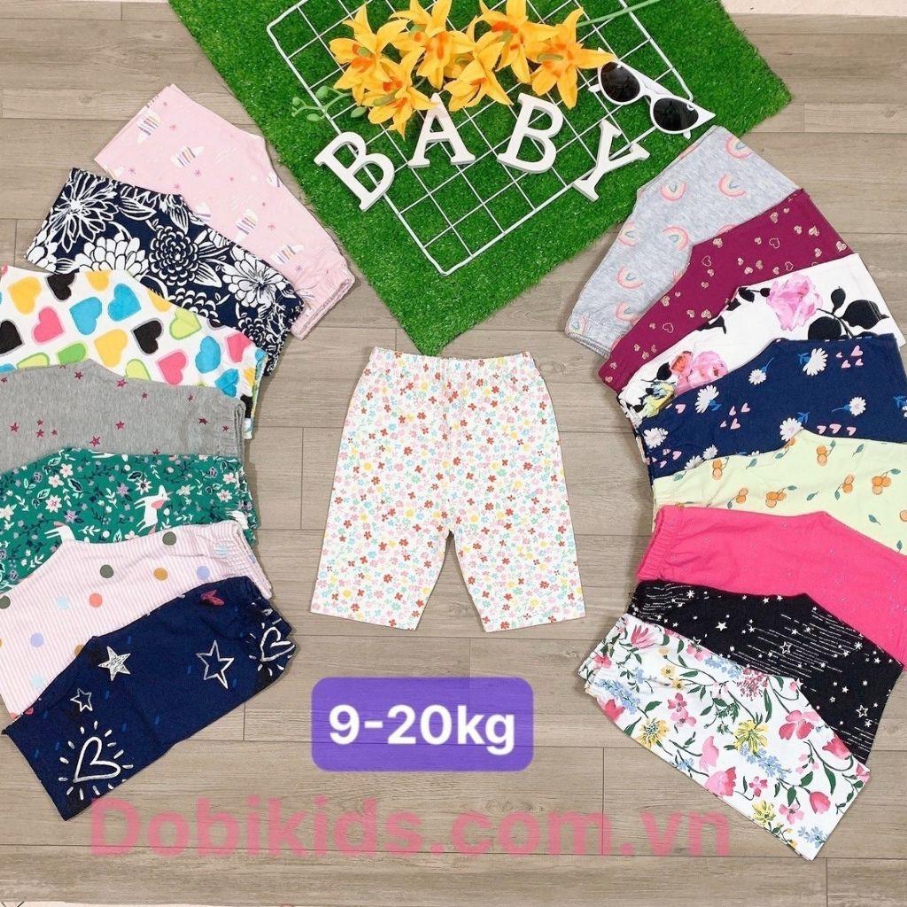 Quần legging lửng bé gái mùa hè combo 5c cotton co giãn chuẩn đẹp (9-41kg)