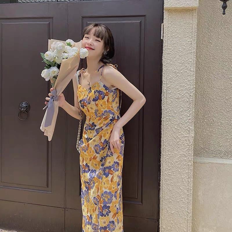 VÁY MAXI HOA THẮT DÂY XUẤT ÂU CAO CẤP (ảnh thật