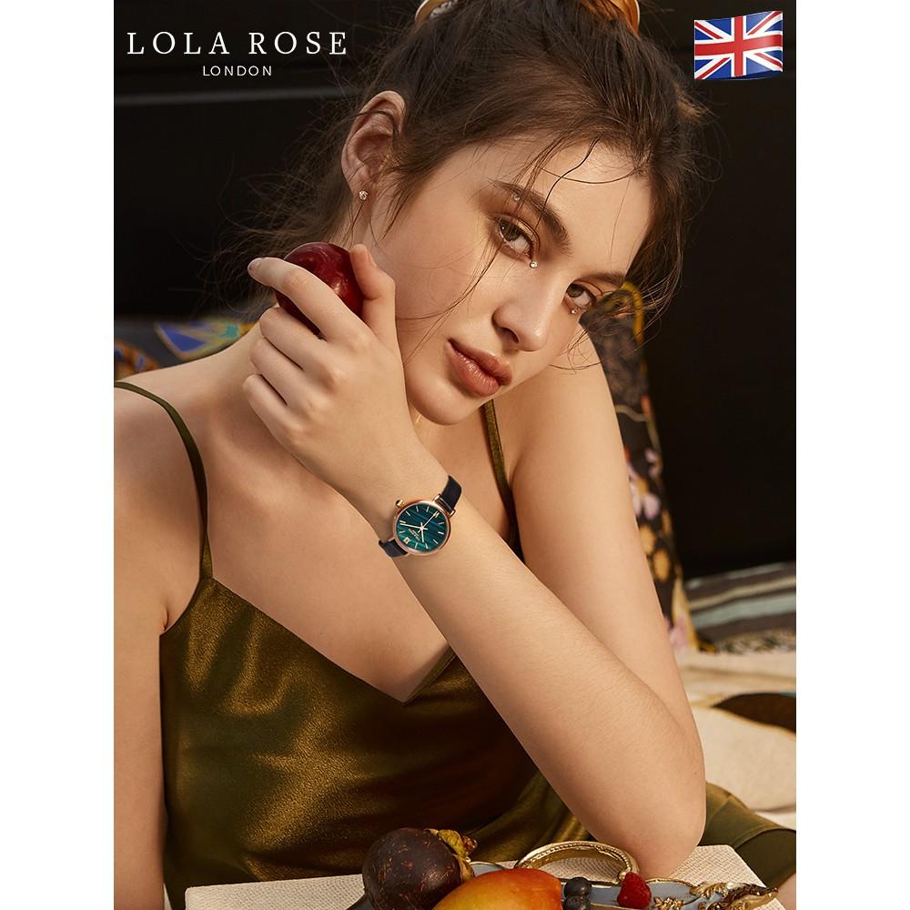 Đồng hồ nữ chính hãng cao cấp Lola Rose mặt tròn 30mm đá malachite may mắn thiết kế