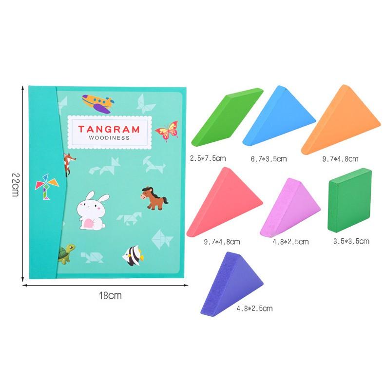 Đồ Chơi Gỗ Sách Ghép Hình Trí Tuệ Tangram Lắp Ghép Các Khối Tạo Hình Cho Trẻ Tư Duy Logic Sáng Tạo