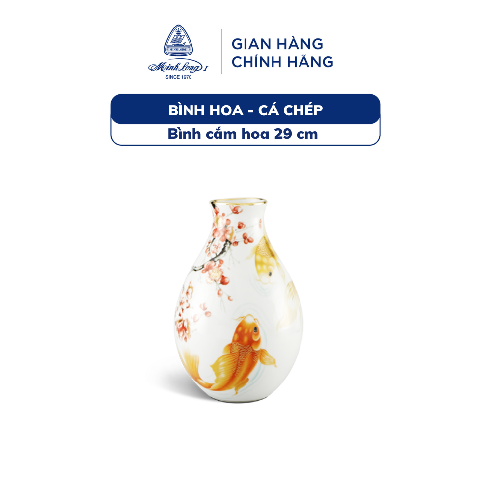 Bình Hoa, Bình Cắm Hoa Sứ Cao Cấp Minh Long 29 cm - Cá Chép