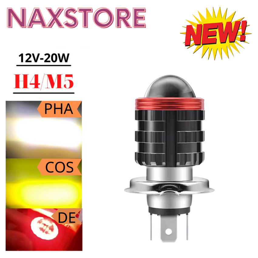 Đèn pha LED bi cầu cắt sáng mẫu mới có thêm mắt cú chân đèn H4 lắp đc nhiều dòng xe
