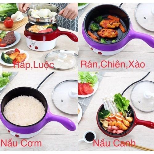 Ca Nấu Mì Kiêm Nồi Lẩu Mini 2 Tầng Chống Dính Cao Cấp, Tặng Kèm Vỉ Hấp AT0220