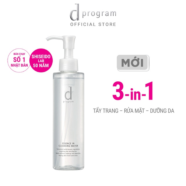 Bộ đôi nước tẩy trang và sữa rửa mặt tạo bọt dưỡng da D Program dành cho da nhạy cảm Essence In Cleansing Water & Cleansing Foam