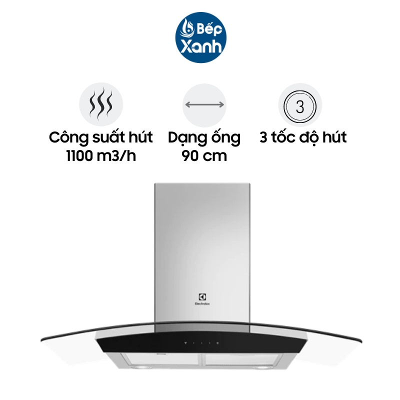 Máy Hút Mùi Áp Tường Electrolux EFC936GAR - Công Suất Hút 1100m3/h - Ngang 90 cm - Hàng Chính Hãng