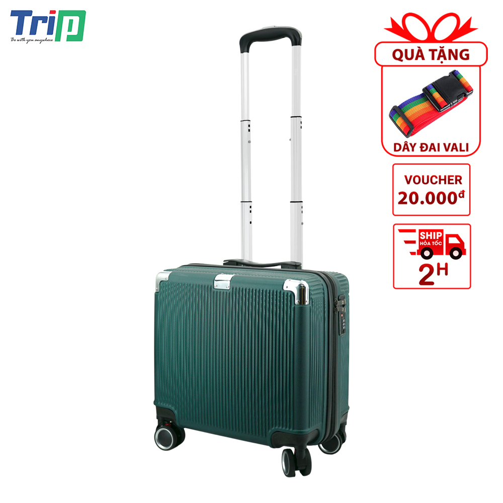 Tặng Dây Đai - Vali Kéo Trip Lux88 Size 16Inch Xách Tay Máy Bay Nhựa Pcabs - Bảo Hành 5 Năm - Hàng Chính Hãng - 16Inch - Xanh Rêu