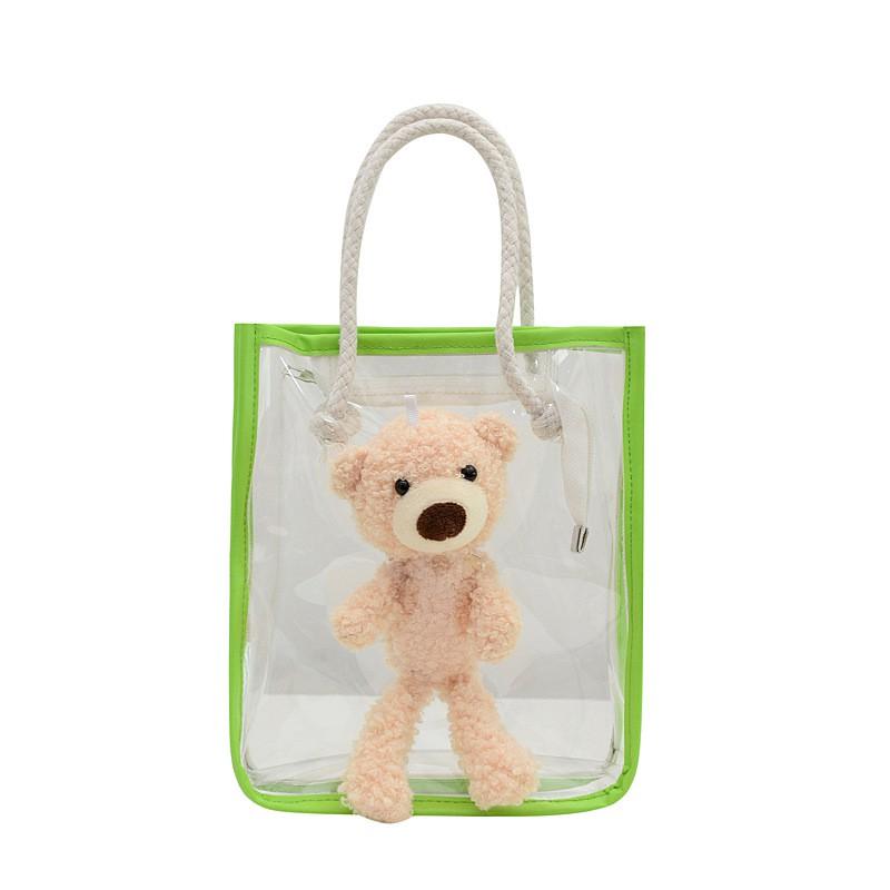 Summer Small Square Bag Korean Fashion Plastic Bag Bear Portable Beach Shoulder Bag