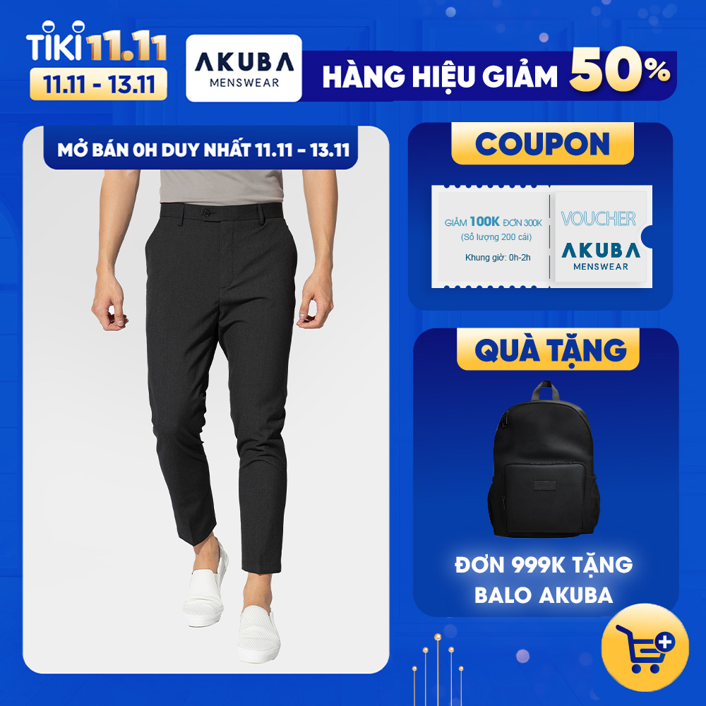 Quần tây nam đi học ống đứng tôn dáng AKUBA form slimfit chống nhăn, co giãn, mềm mại, bền màu 01K3008