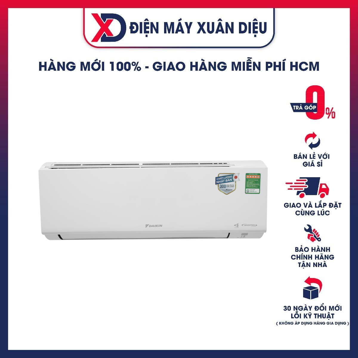 Máy lạnh Daikin FTKF60XVMV inverter 2.5HP - Hàng chính hãng (chỉ giao HCM)