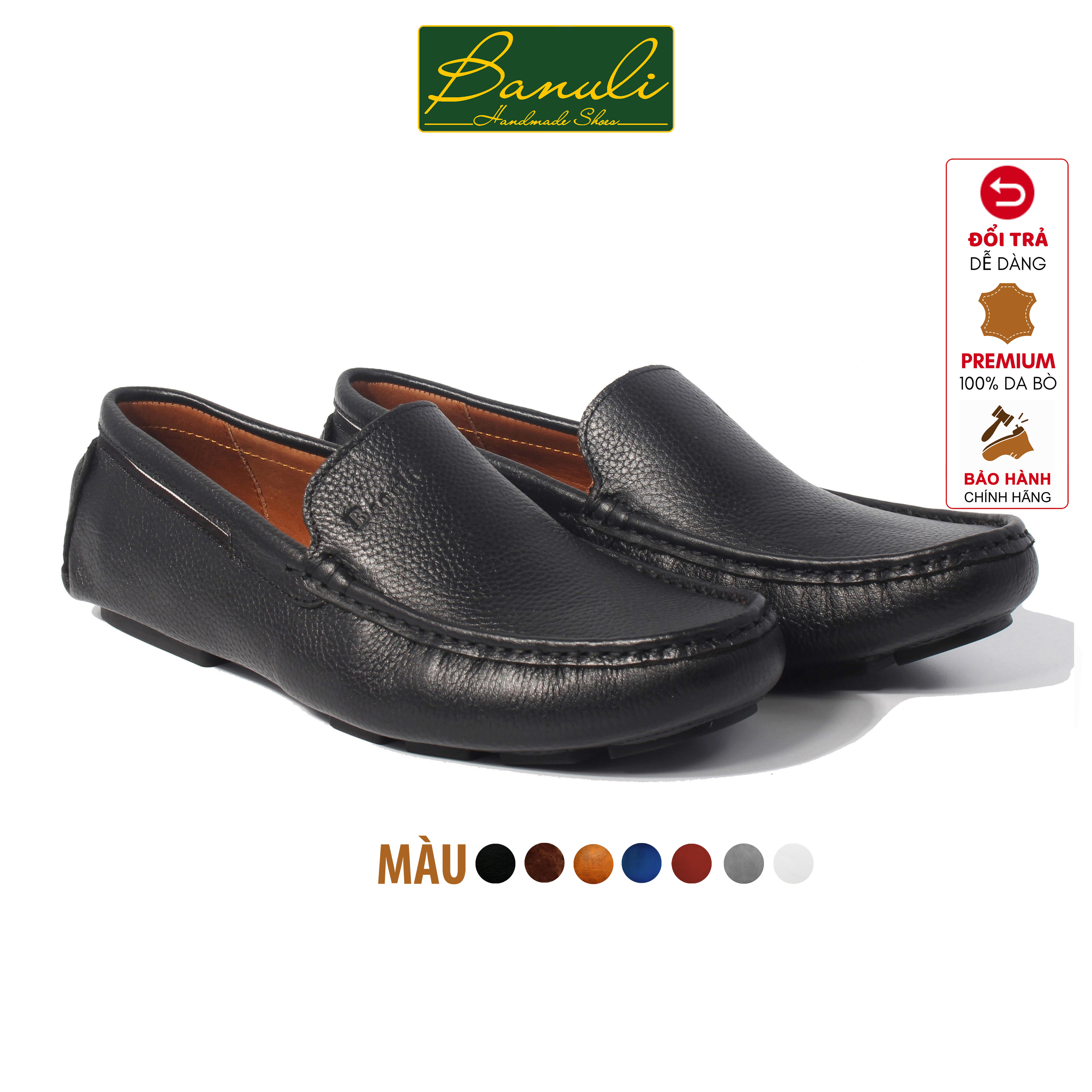 Giày Lười Nam Banuli Nappa Cow Leather Shoes - Moccasin Loafers C6ML1 (Da Bò Nappa Mềm Dẻo, Đế Siêu Nhẹ, Chống Trượt, Bảo Hành Trọn Đời)