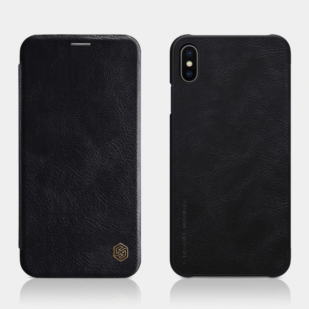 Bao Da Da Bò Cho iPhone X / iPhone XS hiệu Nillkin Qin Có Ngăn Đựng Thẻ - Đỏ - Hàng nhập khẩu
