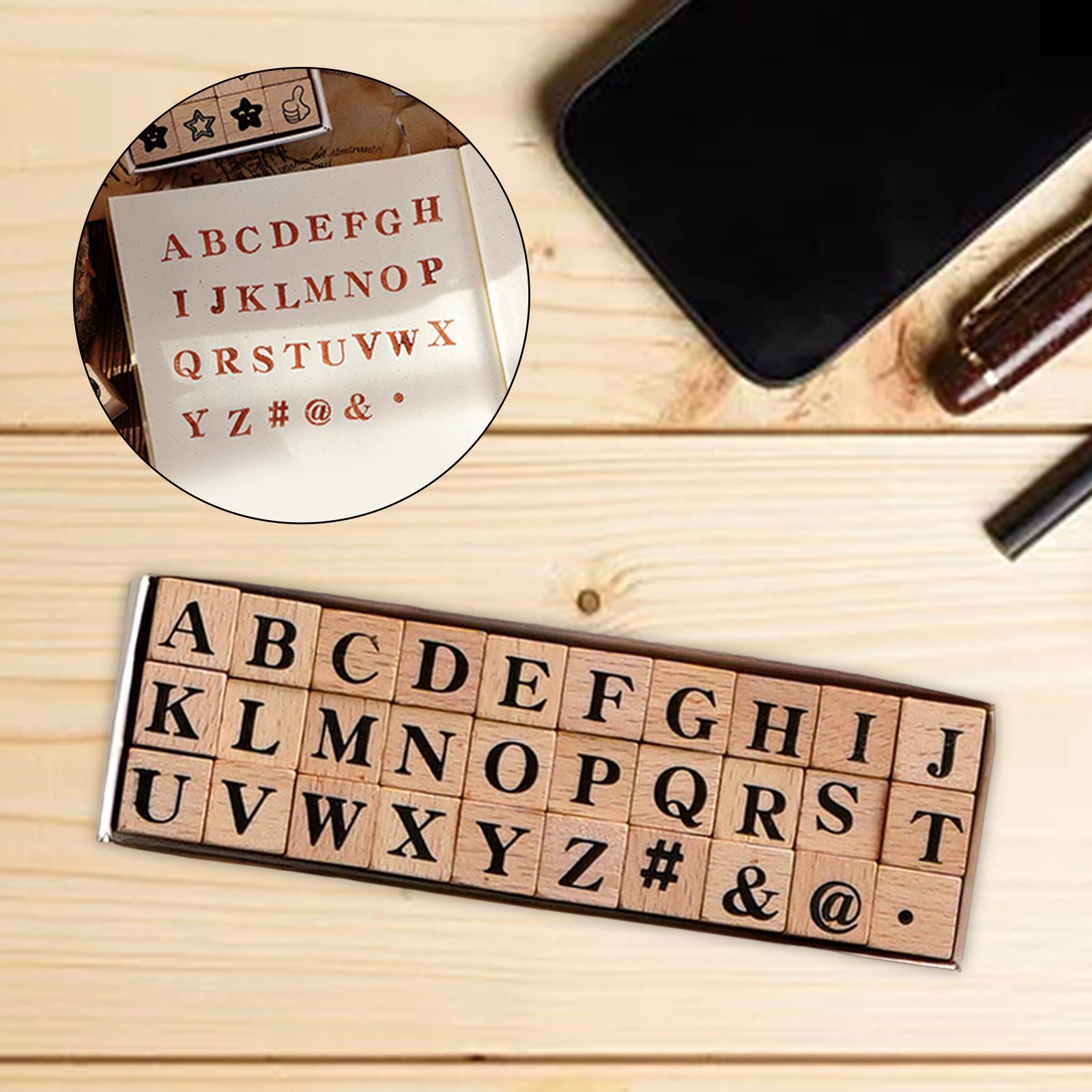 Set of Wooden Letters Rubber Stamp Set Scrapbook Stationery DIY Art Crafts