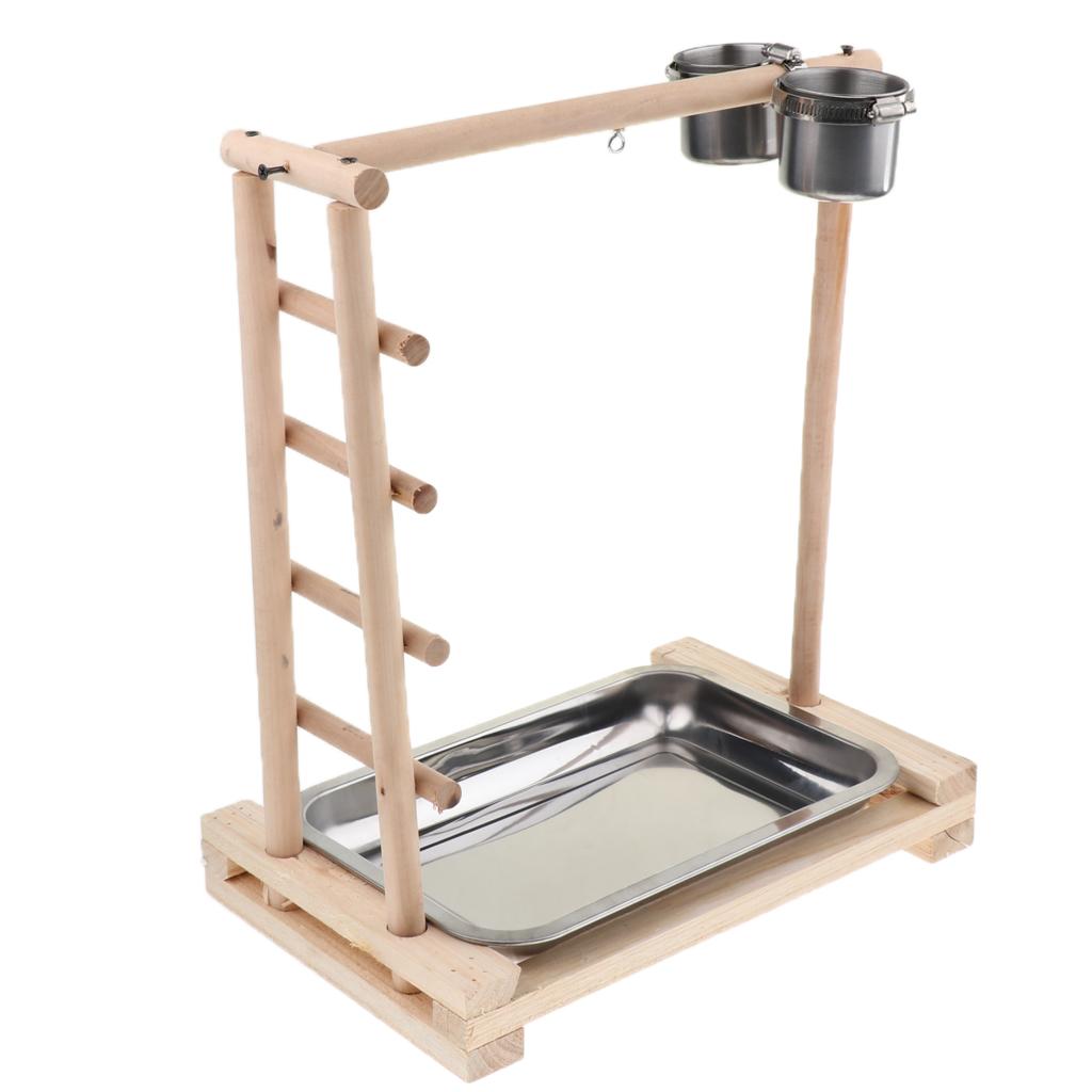 Parrot Bird Playground Perch Gym with Ladder Cups Exercise & Playing
