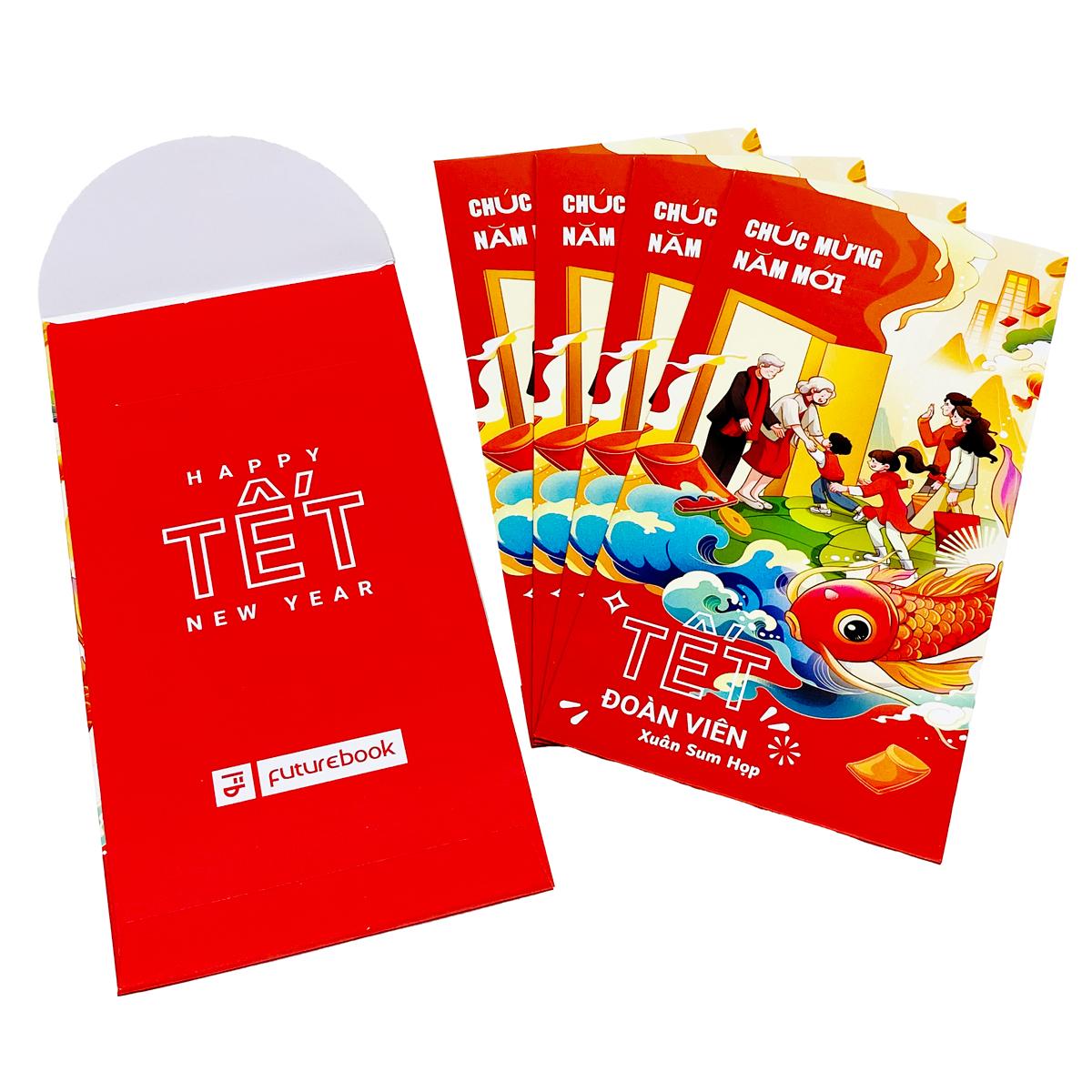 Bộ 5 Bao Lì Xì Tết Bính Ngọ 2026 - Tết Đoàn Viên - futurebook L188 - Chúc Mừng Năm Mới