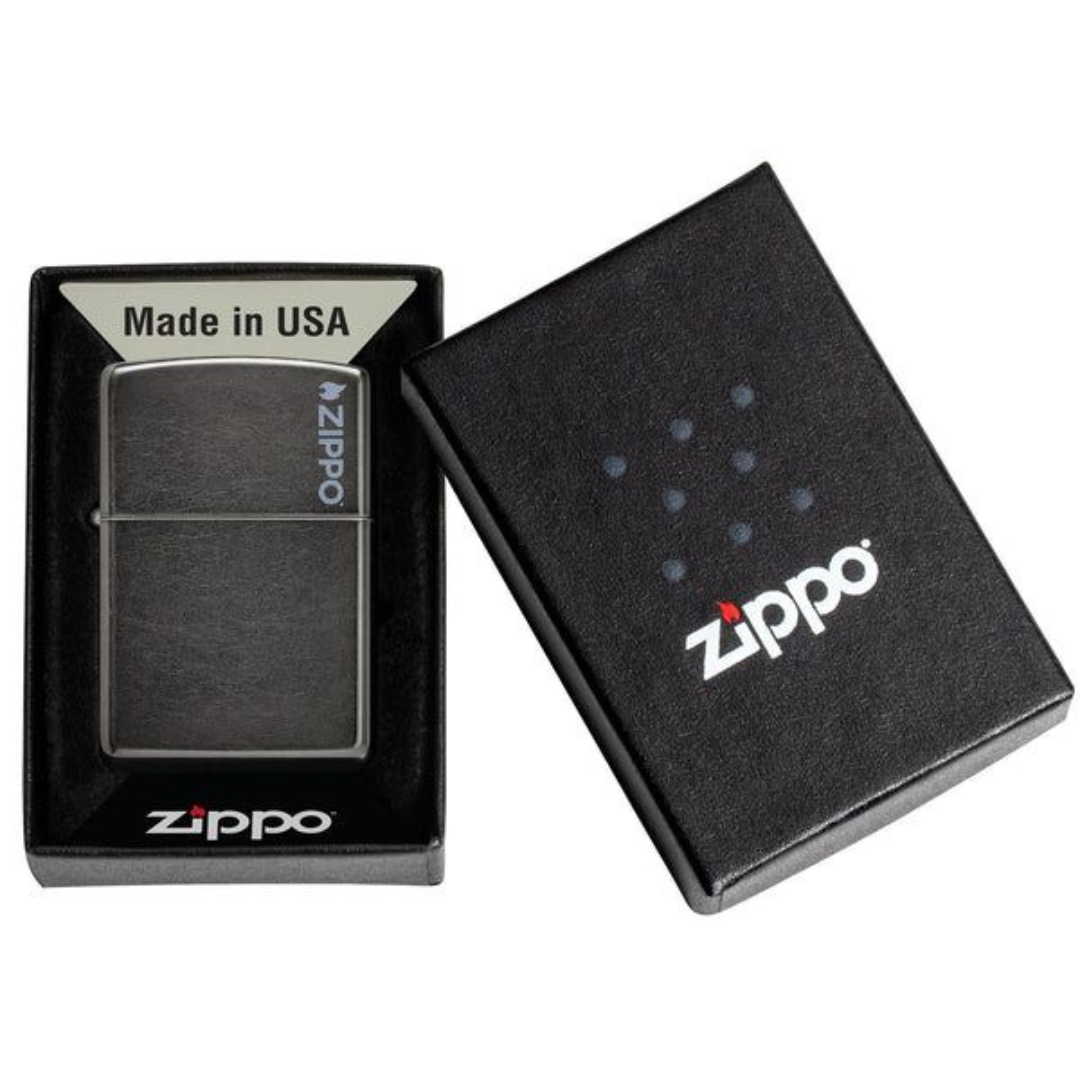 Bật Lửa Zippo Grey Classic Logo Xám Cổ Điển Chính Hãng USA – Zippo Regular Standard Logo Chống Gió Cao Cấp