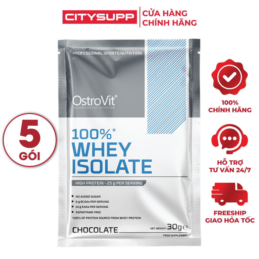 Sữa Bột Whey Protein Isolate OstroVit 30g/Gói, Set 5 Gói | Nhập khẩu Ba Lan