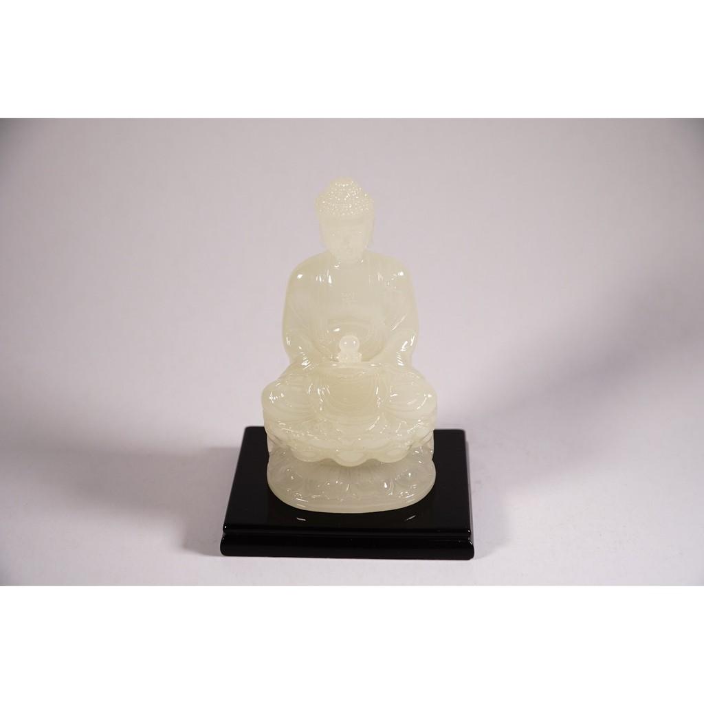 Tượng phật A Di Đà ngồi tòa sen có đế dạ quang - Cao 12cm