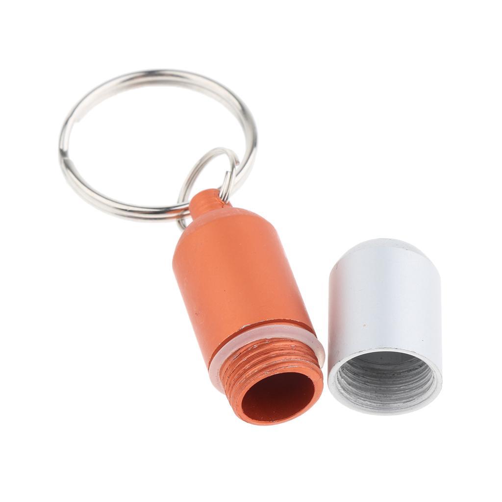 4pcs Waterproof Aluminum Pill Storage Box Keychain Capsule Tablet Bottle