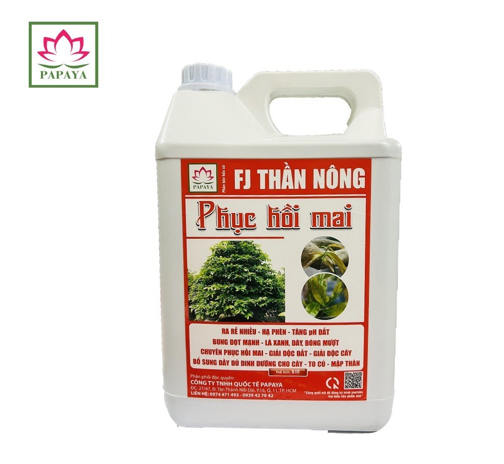 Phân bón hữu cơ Papaya Phục Hồi Mai 5 lít Ra rễ - Xanh lá - Mập thân
