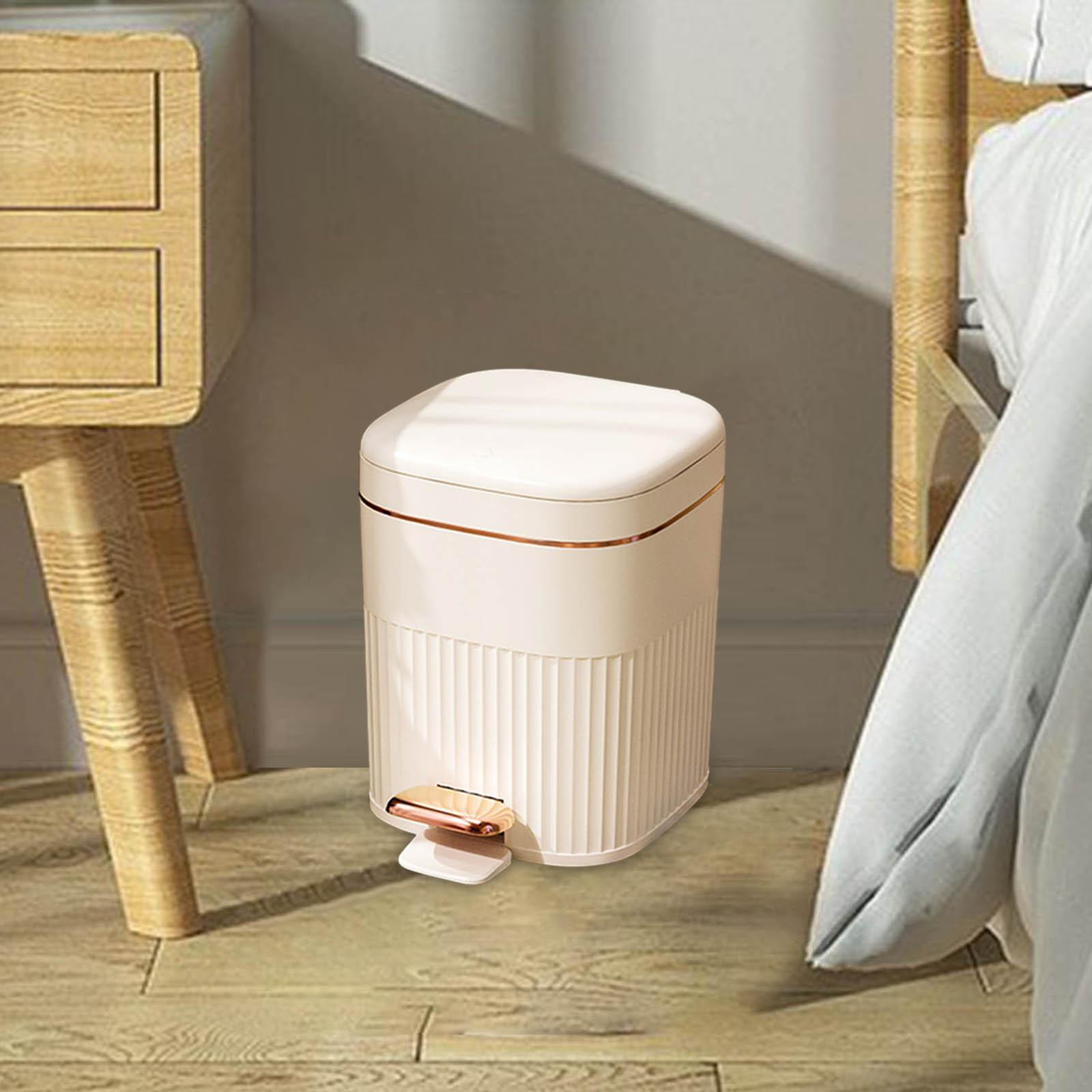 Kitchen Waste Basket 2 in 1 Foot Pedal Press Type Garbage Bin Rectangle Step Trash Can for Study Entryway Laundry Room Office