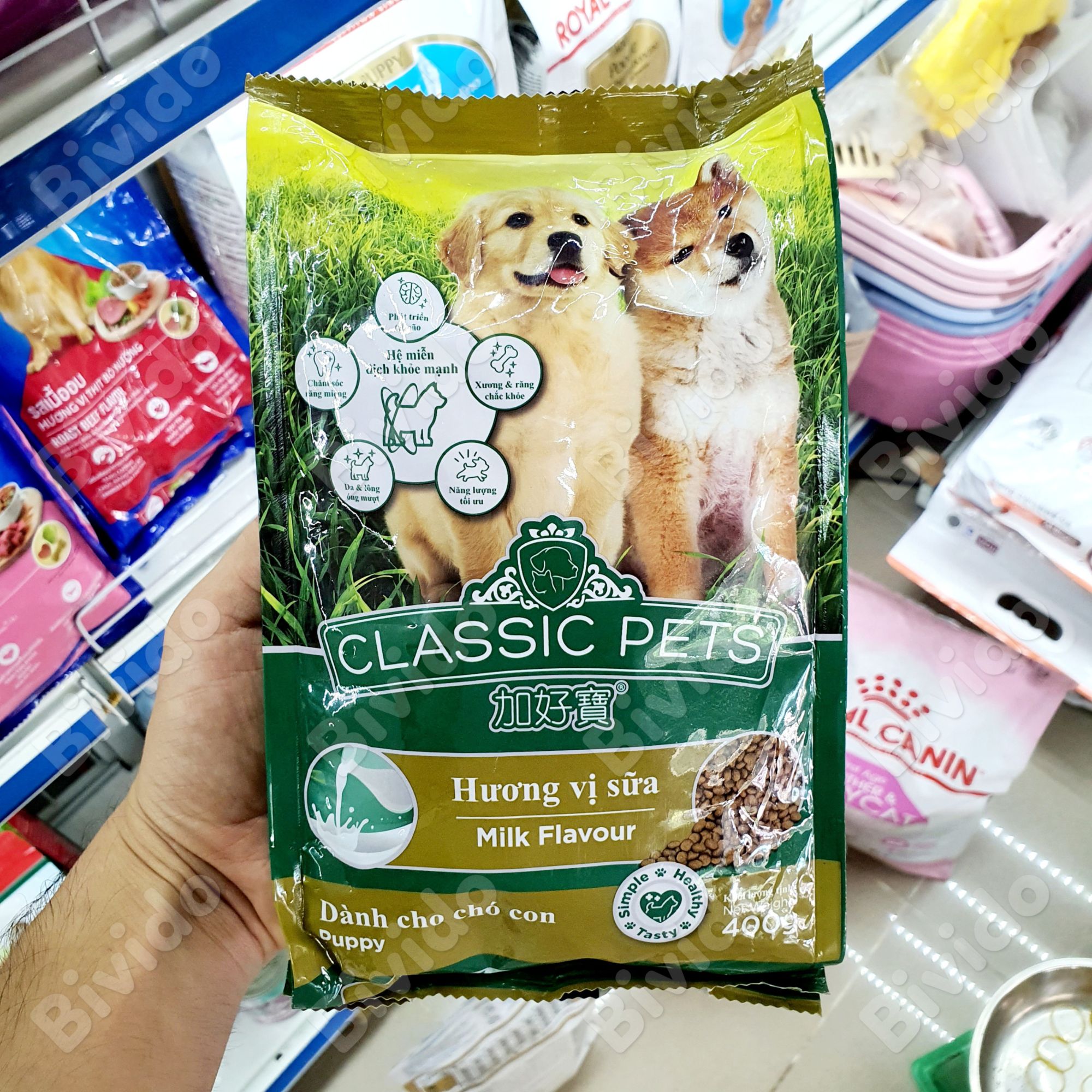 Hình ảnh Thức ăn Classic Pets cho chó con vị sữa tươi Puppy Milk Flavor túi 400g - Bivido Pet Shop