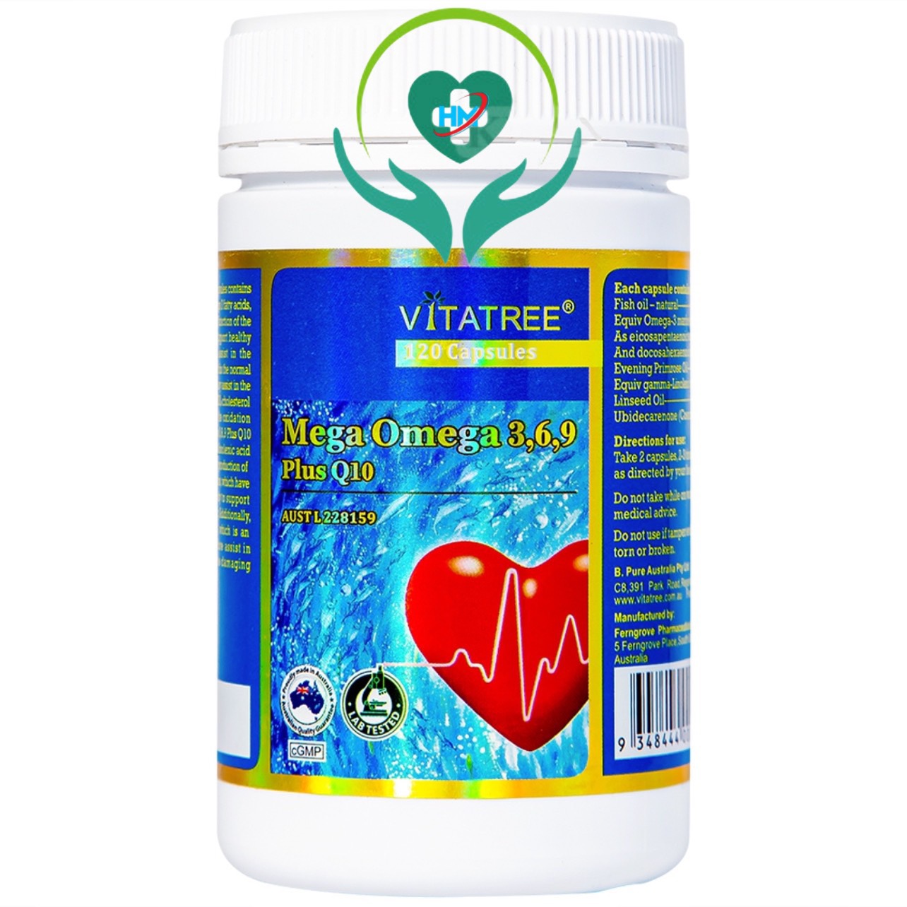 ￼Vitatree Mega OMEGA 369 Plus Q10 Hộp 120 viên - Nhập Khẩu Úc -Cung Cấp Acid Béo ,Chống Oxy Hóa - Bảo Vệ Tim Mạch