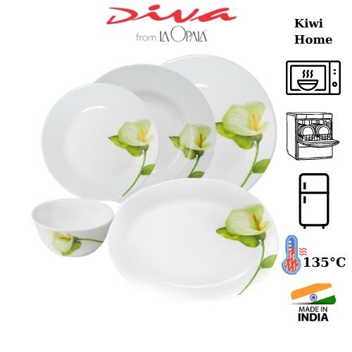 Đĩa thủy tinh tròn Diva Ivory