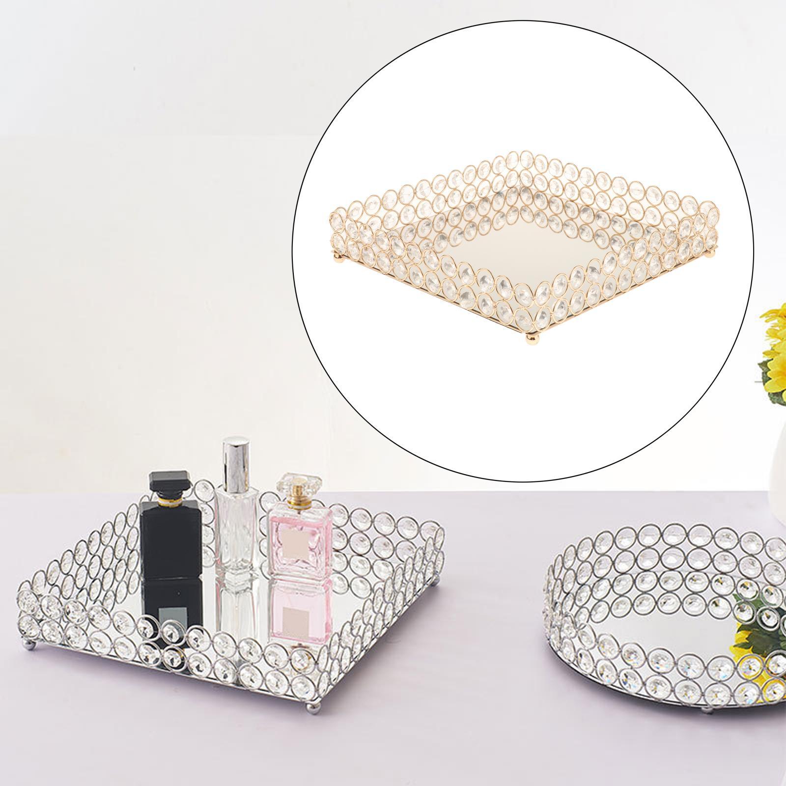Mirrored Vanity Tray Cosmetic Trinket Tray Organizer Holder Ornament