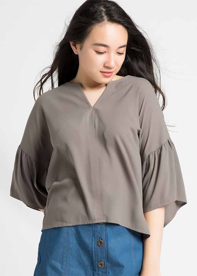 Áo Tunic Tay Bồng TOP081 Cafe Latte - M