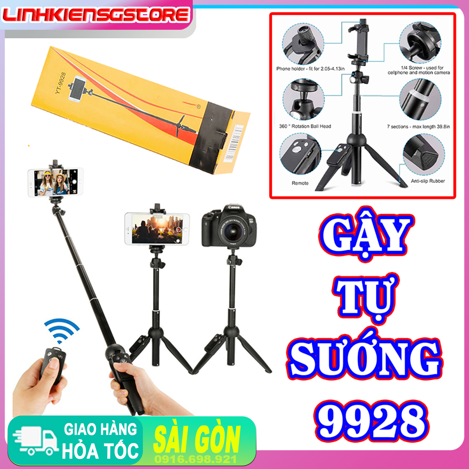 Gậy Chụp Hình Kiêm Tripod Đa Năng YT 9928