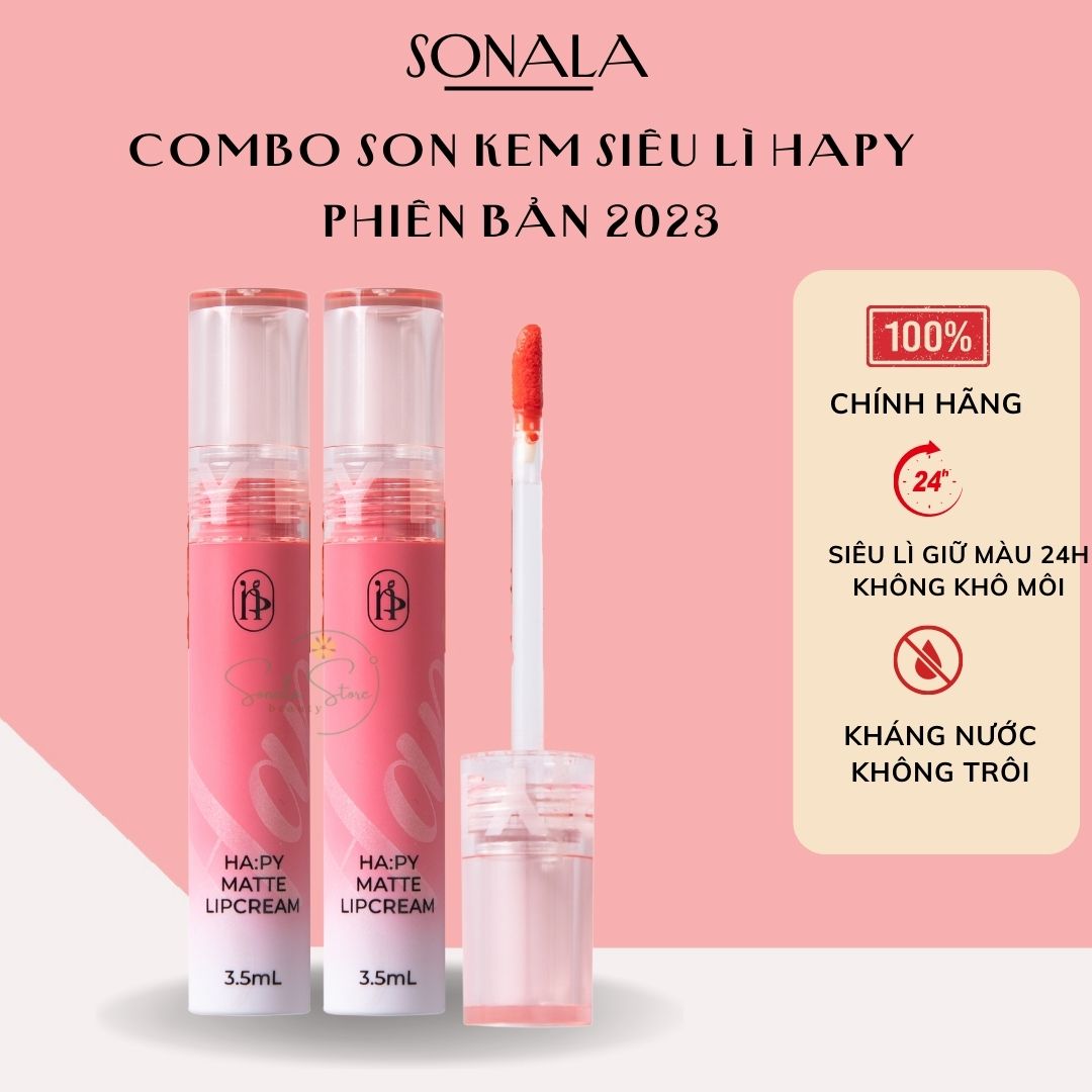 Son Kem Lì Hapy MiniGarden Matte Lip siêu lì kháng nước mềm môi giữ màu 24h Nhiều Tông Màu Bản Nâng Cấp tặng 1 son kem lì Hapy được chọn màu