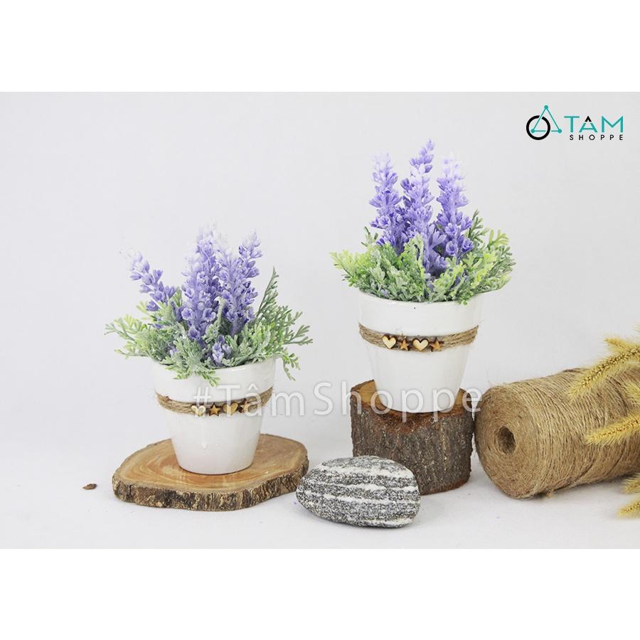 Chậu hoa lavender giả đề bàn tim sao gỗ CHDB-103