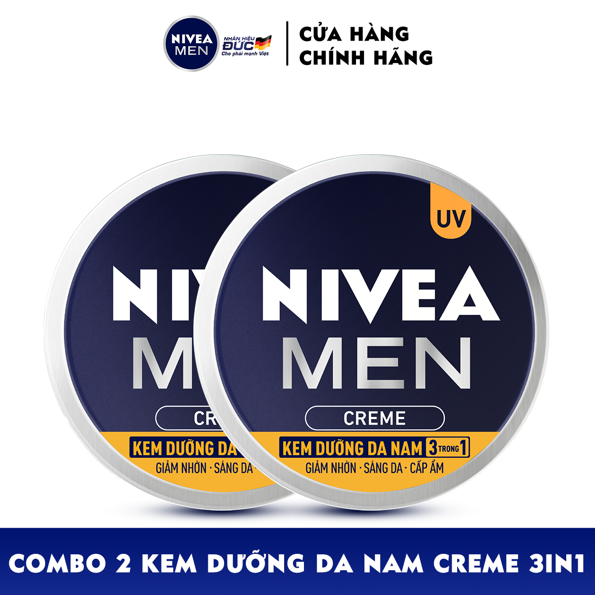 Combo 2 Kem Dưỡng Da Nam NIVEA MEN Creme 3in1 Giúp Giảm Nhờn, Sáng Da, Cấp Ẩm (30ml) - 83923