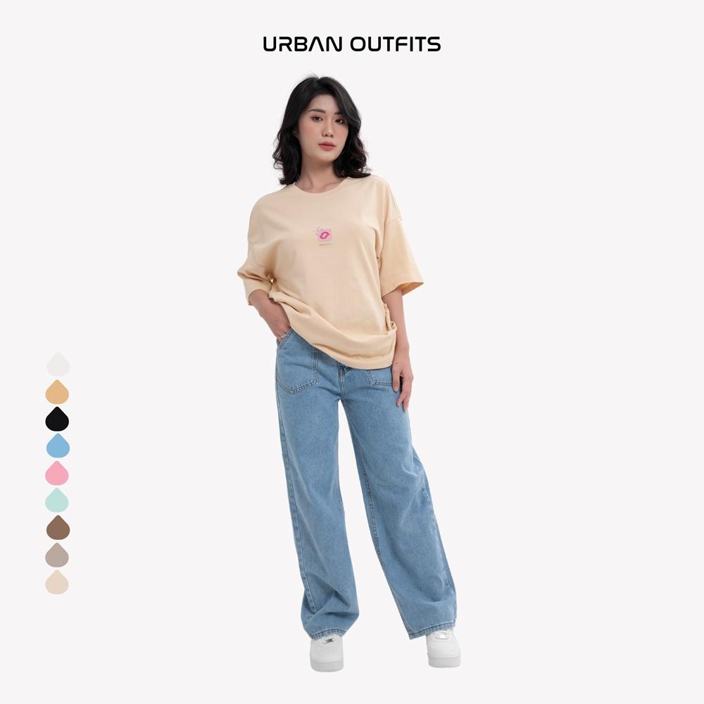 Quần Baggy Jean Nữ URBAN OUTFITS Dáng Regular Chất Vải Denim Wash Kỹ Không Loang Màu QJR101