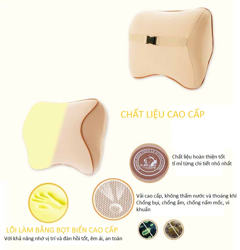 ROGTZ Gối Tựa Đầu Ô Tô Cao Su Non Cao Cấp Lucky Bobi - Hàng Nhập Khẩu