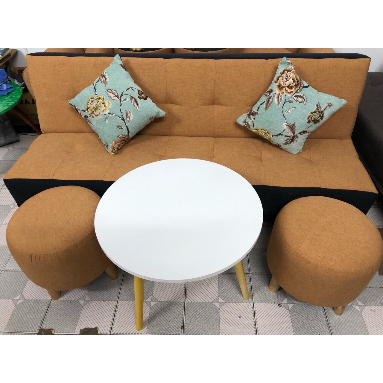 Ghế sofa giường bed nâu viền đen SB13-cabo