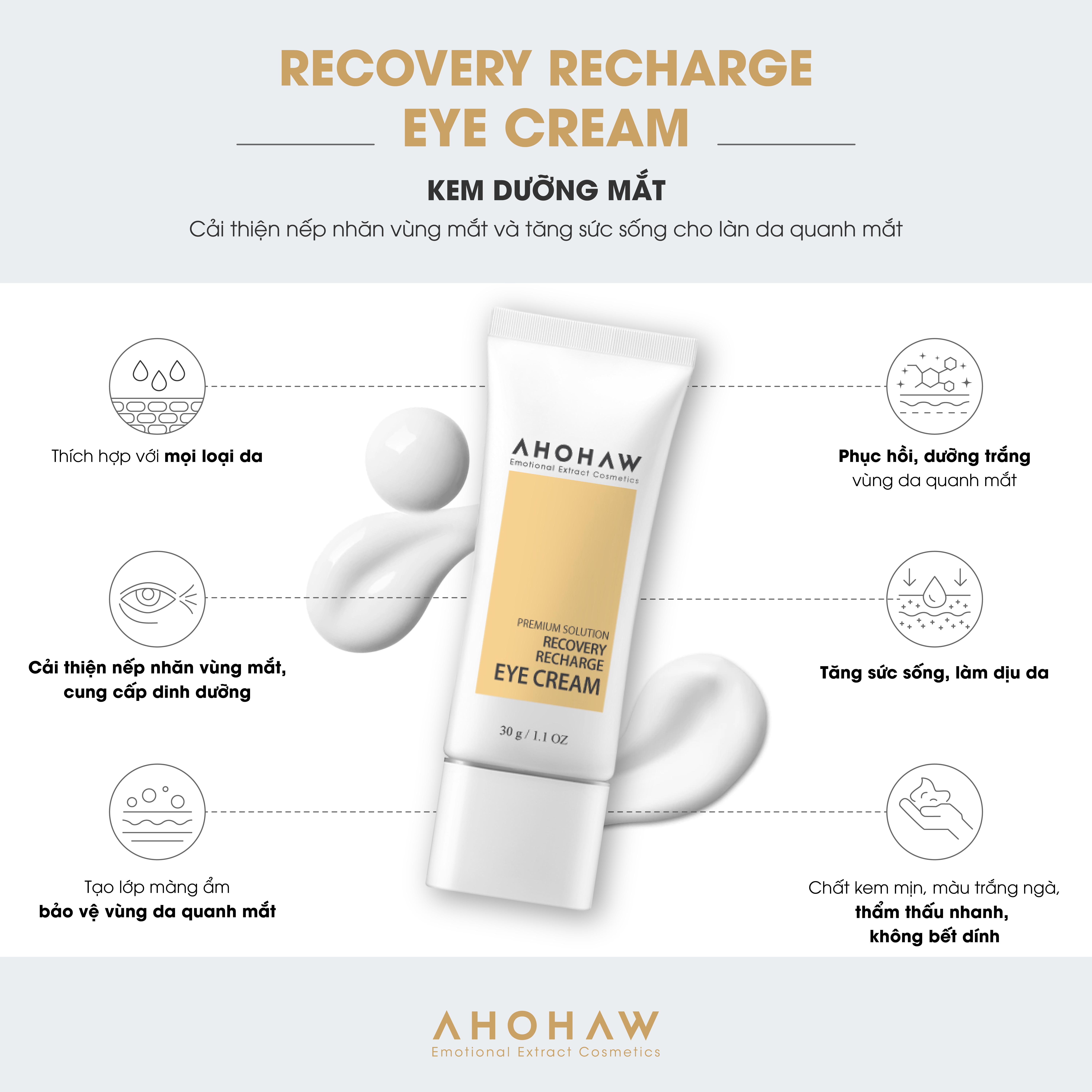 Kem Dưỡng Mắt Cao Cấp Ahohaw Premium Solution - Hàng Chính Hãng