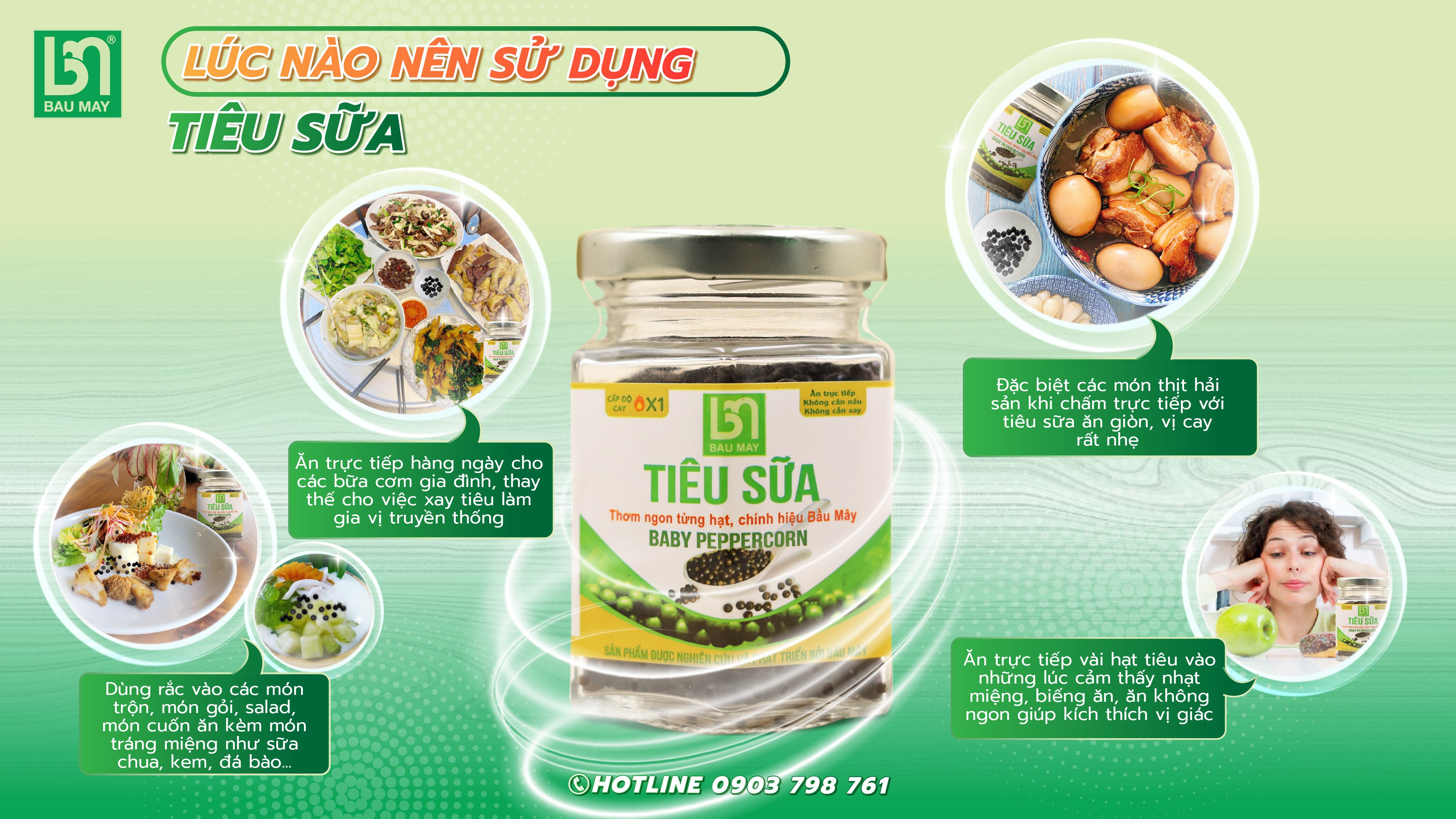 Tiêu Sữa Organic Bầu Mây 50g - Giúp kích thích vị giác, giúp ăn ngon miệng hơn, cải thiện chức năng của hệ tiêu hoá