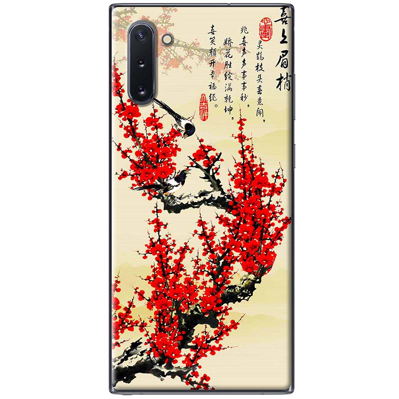 Ốp lưng dành cho Samsung Galaxy Note 10 mẫu Cành đào đỏ