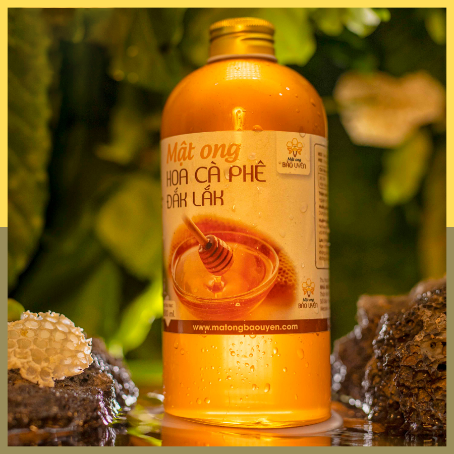 Mật Ong Hoa Cà Phê Nguyên Chất Bảo Uyên Chống Oxy Hóa Tăng Cường Sức Đề Kháng Loại Chai Dung Tích 500ml
