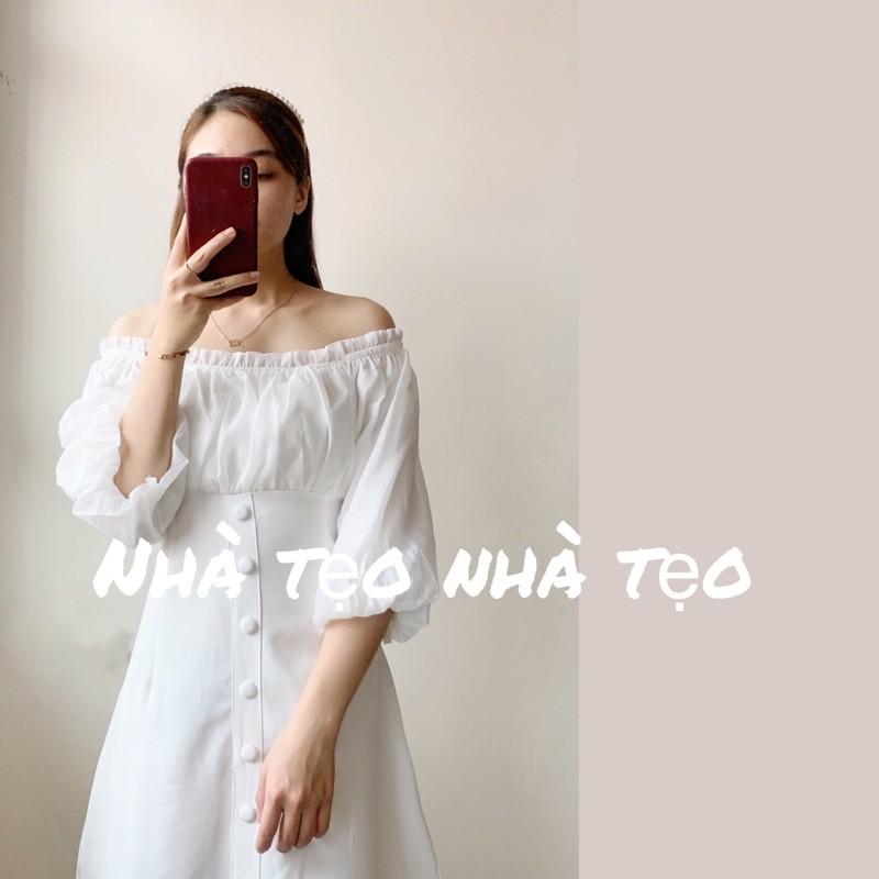 VÁY TRẮNG VOAN TRỄ VAI TAY BỒNG CHUN SAU LƯNG XINH XẮN