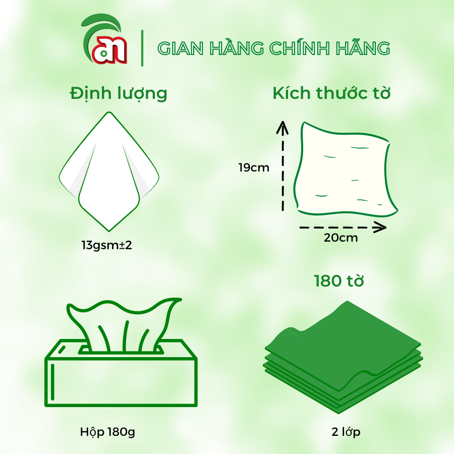 Hộp khăn giấy lụa PONYO - khăn giấy lau mặt cao cấp siêu mịn, không bụi 2 lớp 180 tờ - Thiên An Nam paper