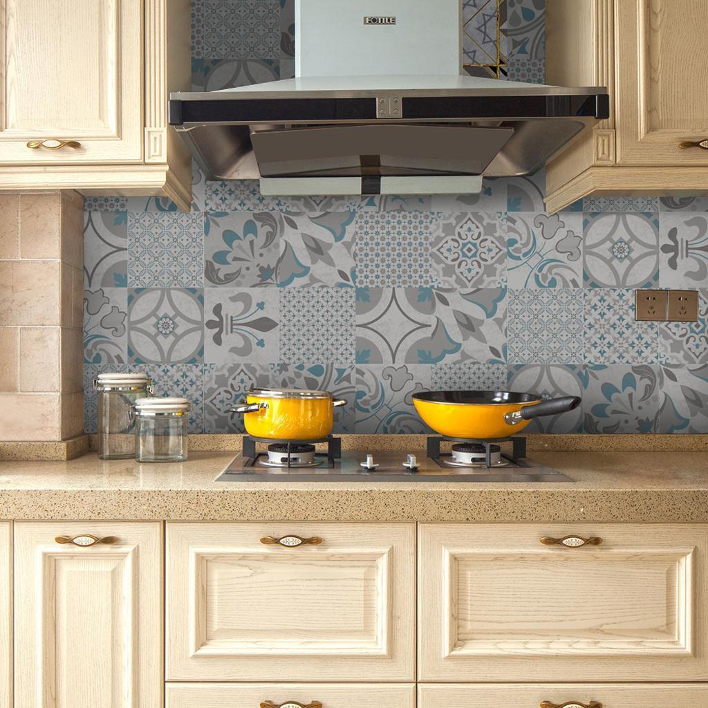 12Pieces Mosaic Wall Floor Tiles Sticker Decal Kitchen Bathroom Waterproof