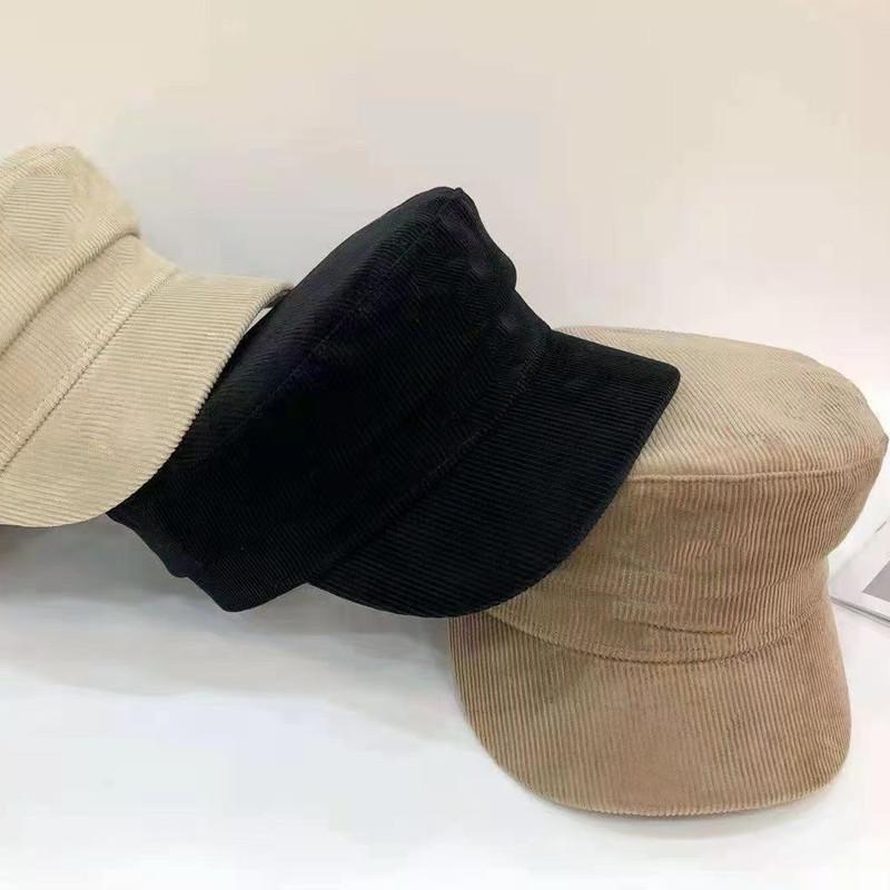 Nón Thời Trang Nữ Mùa Đông Quân Đội Nón Hàn Quốc Da Đầu Dẹt Hải Quân Nắp Đơn Giản Ngoài Trời Phố Retro Mũ Nồi
