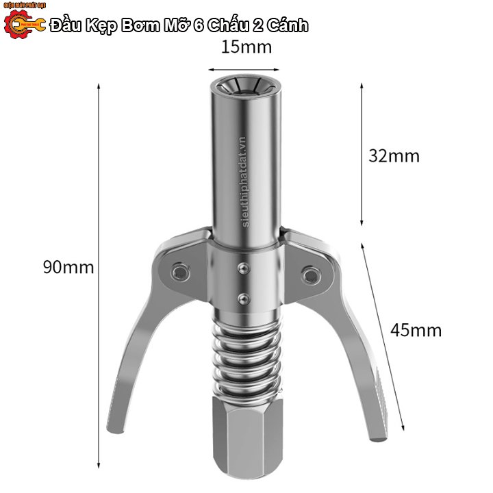 Đầu Kẹp Bơm Mỡ 6 Chấu