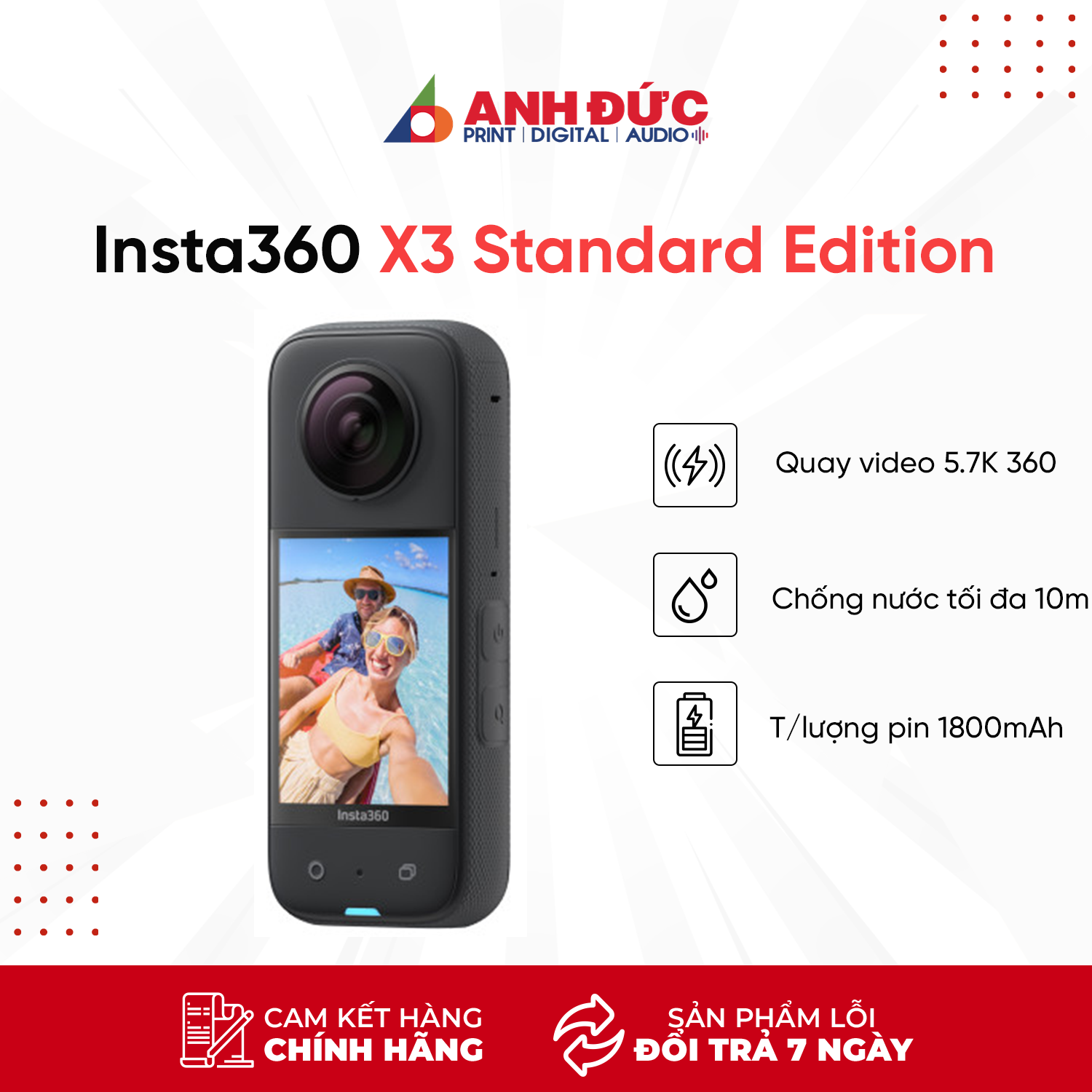 Máy quay phim hành trình Insta360 X3 (Standard Edition) – Hàng chính hãng