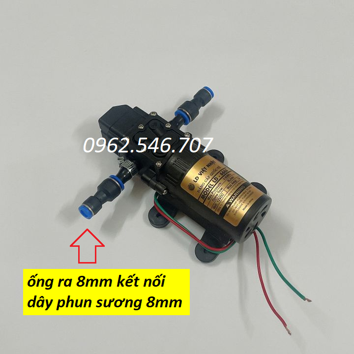 Máy bơm nước mini 12V áp lực cao Lưu lượng nước 8L phút Sử dụng làm bộ phun sương tưới cây bộ rửa xe mini kèm ống chuyển 8mm