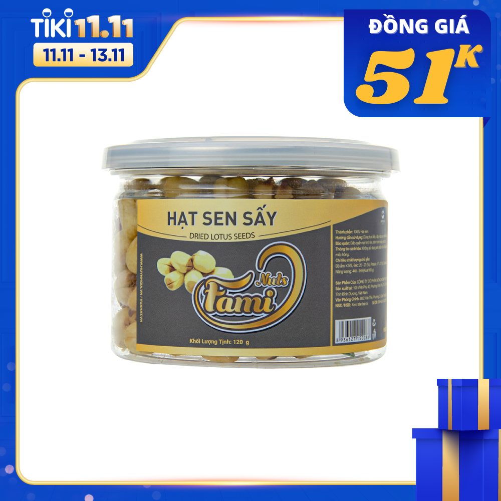 Hạt Sen Đồng Tháp Sấy Giòn FAMINUTS - Hũ Nắp Nhôm 120g - Món Ăn Vặt Giúp An Thần, Cải Thiện Chất Lượng Giấc Ngủ Tự Nhiên.