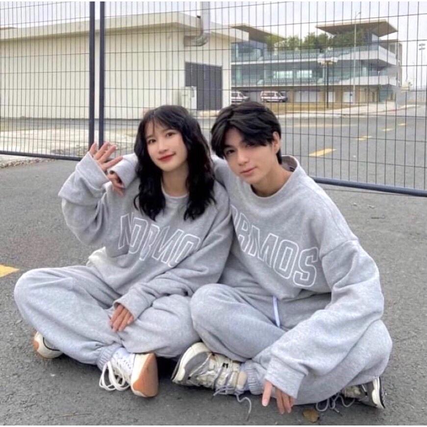 Set Bộ Nỉ Cosmos Unisex Áo Nỉ Kèm Quần Jogger Ống Boom Dáng Rộng
